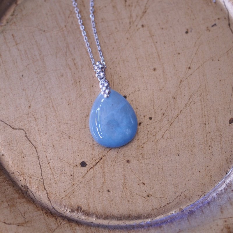 海藍寶石 海水藍寶石 Aquamarine 三月誕生石 手工純銀項鍊 - 項鍊 - 半寶石 藍色