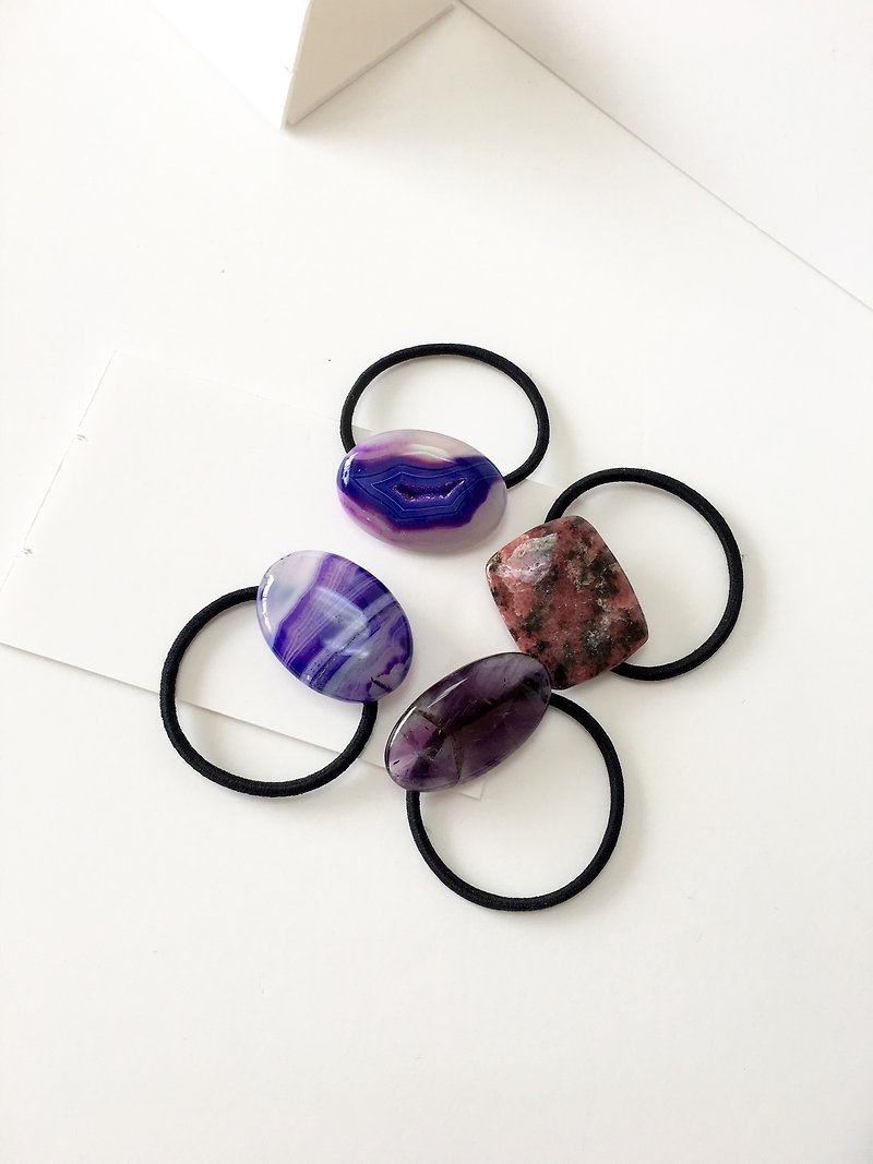 Gemstone Hair-tie Agate, Rhodonite, Amethyst - Hair Accessories - Stone Multicolor