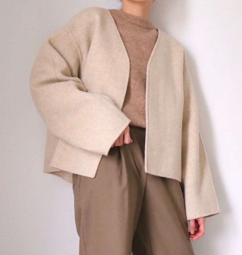 Jules Jacket - Cashmere wool hand-stitched cocoon caravan - เสื้อแจ็คเก็ต - ขนแกะ 