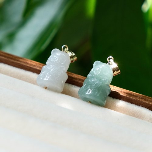 Jade Cabinet 藏珠櫃 冰種翡翠熊貓竹子項鍊 天然緬甸翡翠A貨 18K包金 翡翠 送禮祝福