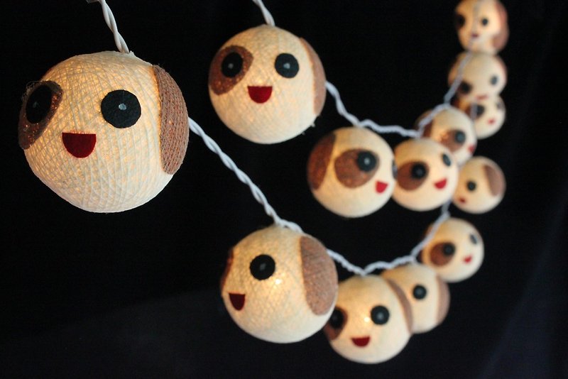 20 Cute Dog - Cotton Ball String Lights for Home Decoration,Party,Bedroom,Patio and Decoration - โคมไฟ - ผ้าฝ้าย/ผ้าลินิน 