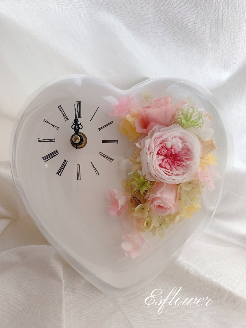 Japanese Heart Flower Timepiece Preserved Flower with Card Bag - Dried Flowers & Bouquets - Plants & Flowers Pink