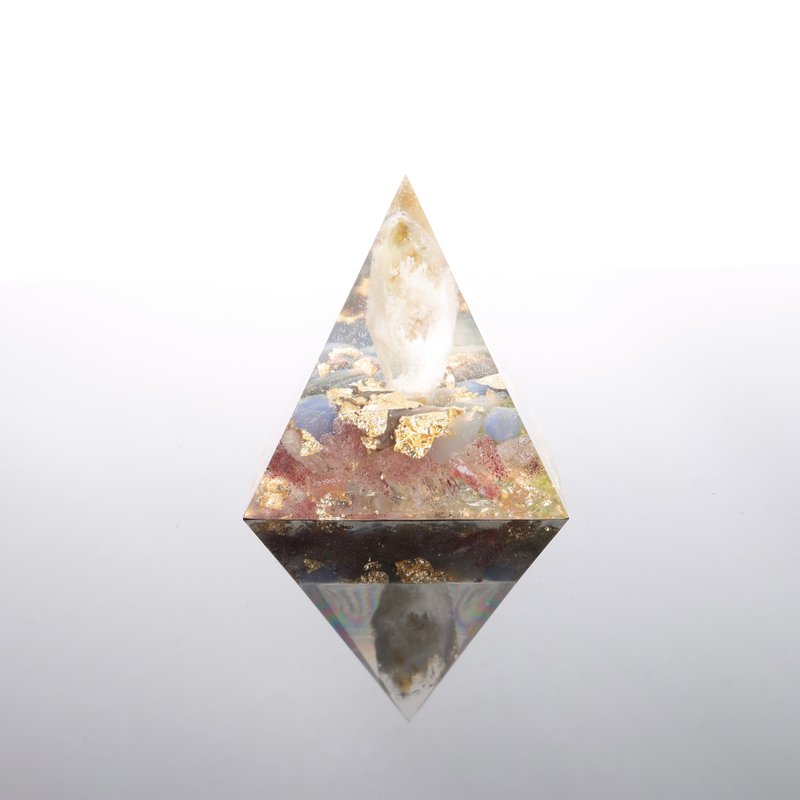 [Christmas Gift Box] Citrine Pillar Tower Great Orgonite Pyramid Orgonite Lucky Organ - Items for Display - Crystal Multicolor