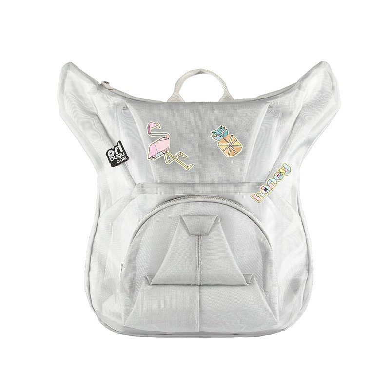 Silver mesh bulldog backpack - กระเป๋าเป้สะพายหลัง - ไฟเบอร์อื่นๆ สีเงิน