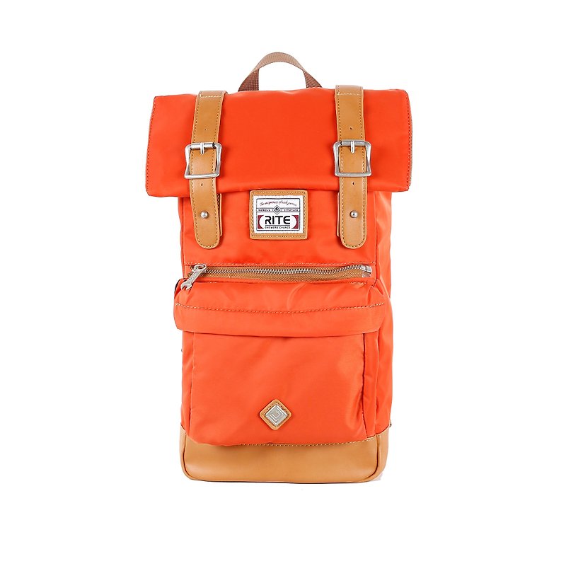 RITE twin bag flight bag x vintage bag (M) - nylon orange - กระเป๋าแมสเซนเจอร์ - เส้นใยสังเคราะห์ สีส้ม
