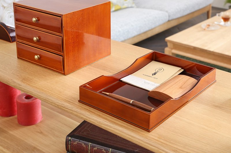 Motoda lacquerware tabletop box - กล่องเก็บของ - ไม้ สีนำ้ตาล