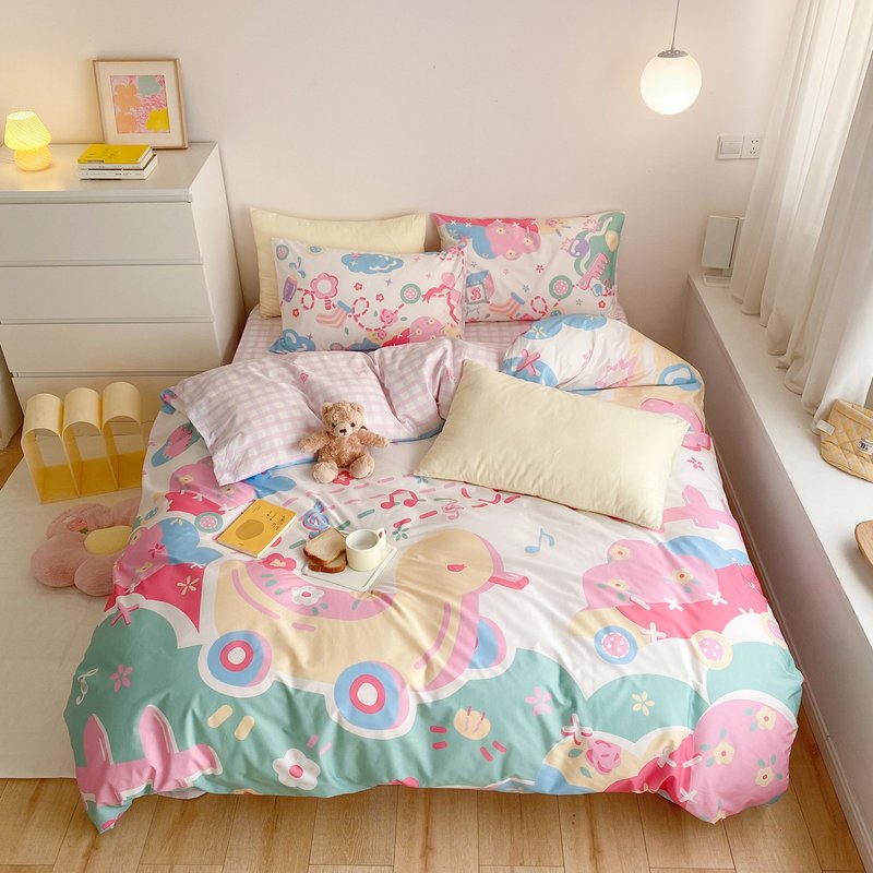 Soft and sweet girly cute 100% cotton bedding set of four - Bedding - Cotton & Hemp Pink