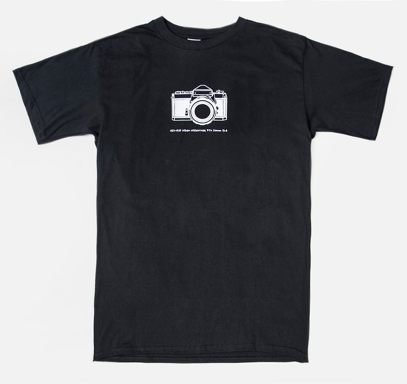 即將絕版 - 古董相機 NIKON Nikkormat FTn - 男 T 恤 - 棉．麻 黑色