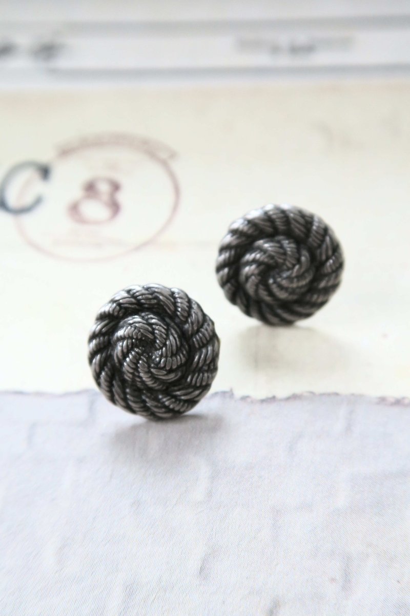Ancient silver spiral earrings neutral side retro nostalgia personalized - Earrings & Clip-ons - Other Metals Silver