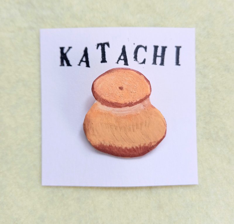 ブローチ　シャンピニオン　フランスパン　パン　手描き　一点もの - 胸針 - 塑膠 咖啡色
