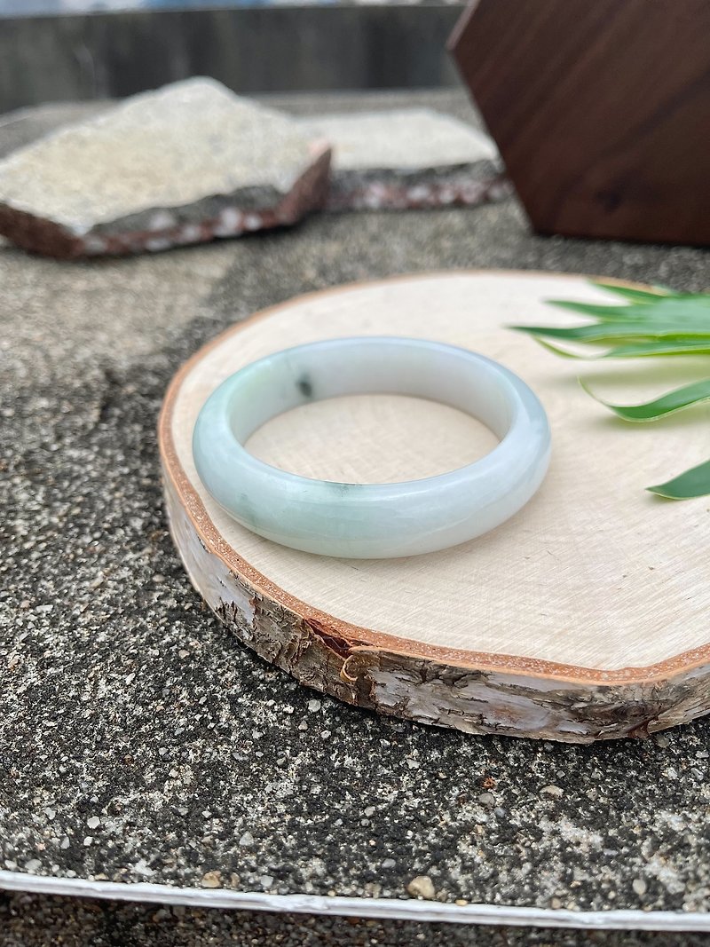 Old pit ice light spring picking floating blue flower bracelet bracelet bracelet jade | natural Burmese jadeite - Bracelets - Jade Green