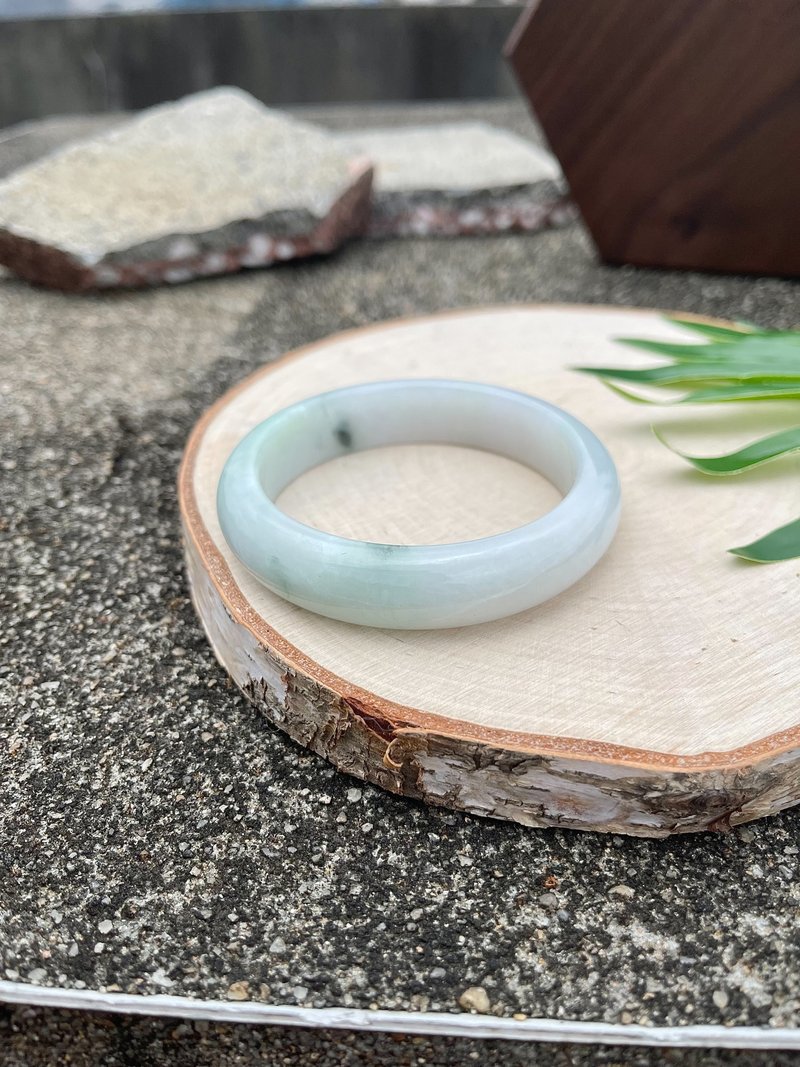 Old pit ice light spring picking floating blue flower bracelet bracelet bracelet jade | natural Burmese jadeite - Bracelets - Jade Green