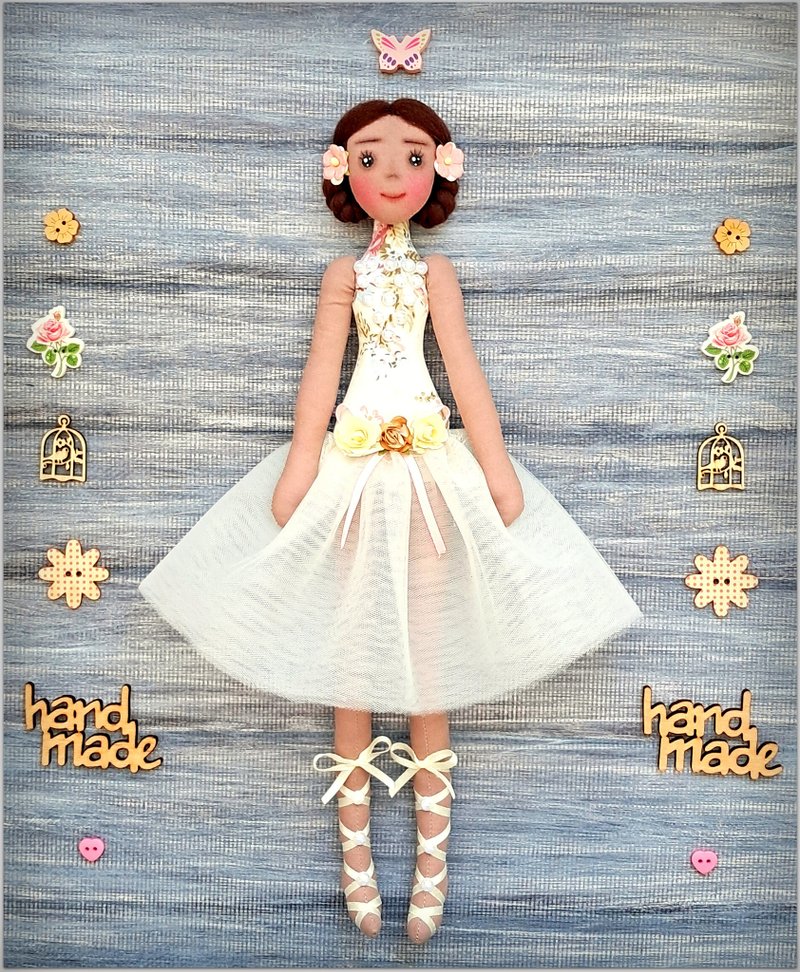 ballerina doll fabric doll-Cloth doll rag doll-stuffed doll softie soft doll - 玩偶/公仔 - 棉．麻 白色