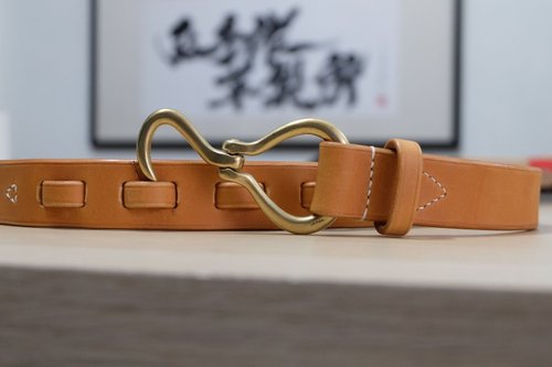 Hiro Leatherworks 弘手作革製所 黃銅勾釦皮帶 HiroLeatherworks 全手縫植鞣皮帶 日本製黃銅