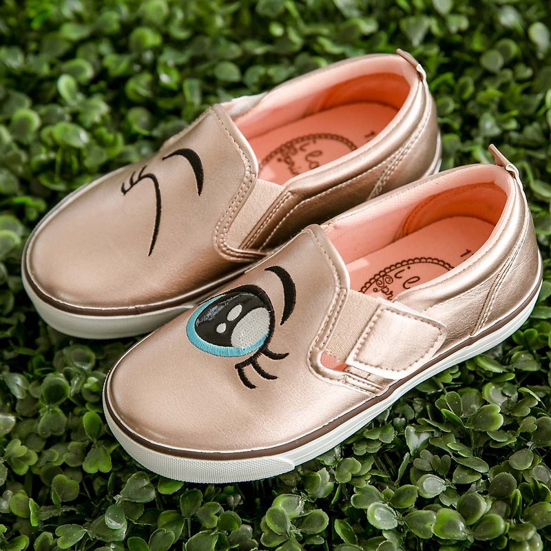 Rosa Rose Gold Eyes Slip-On Casual Shoes (Kids) - Kids' Shoes - Other Man-Made Fibers Gold