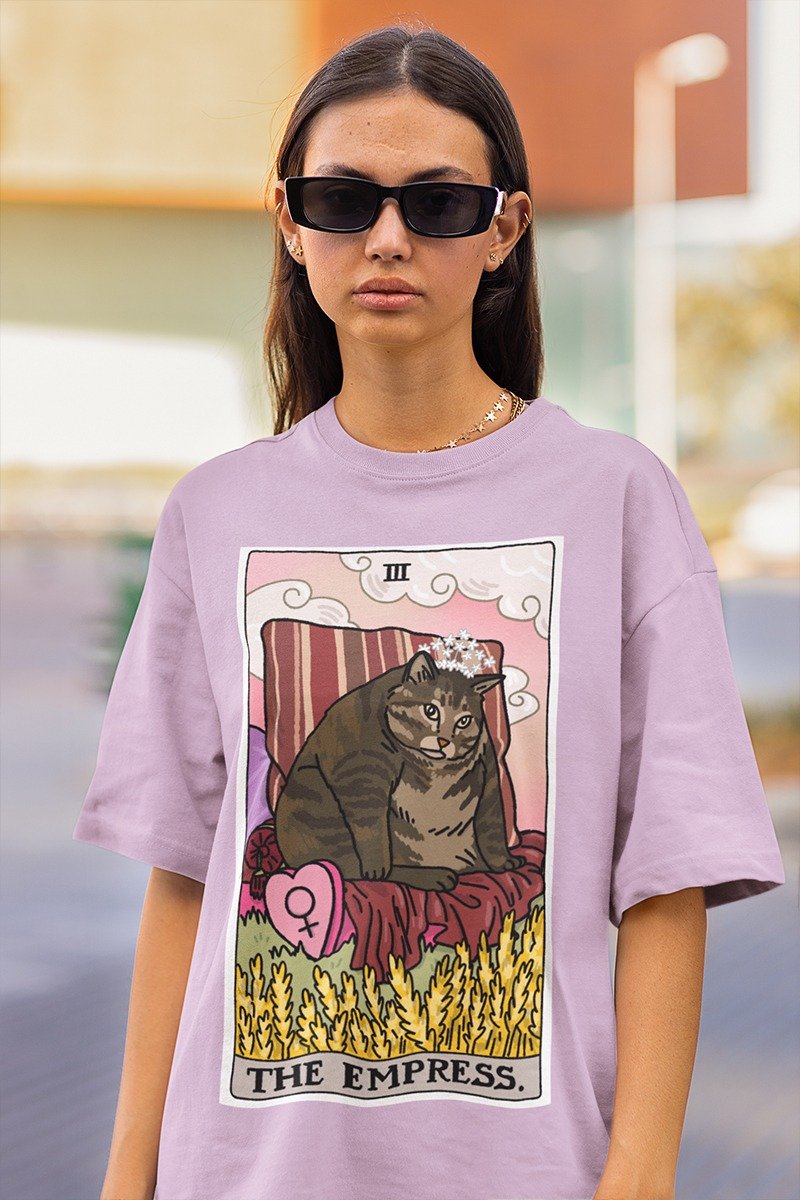 The Empress - The Original Tarot Cat Meme Unisex T-shirt in - Women's T-Shirts - Cotton & Hemp Pink