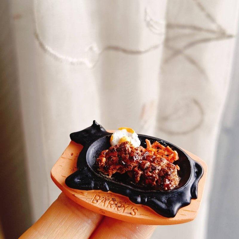 牛排 台式 鐵板 濃湯 麵包 果汁 袖珍 手作 迷你 食玩 微型 - 擺飾/家飾品 - 黏土 