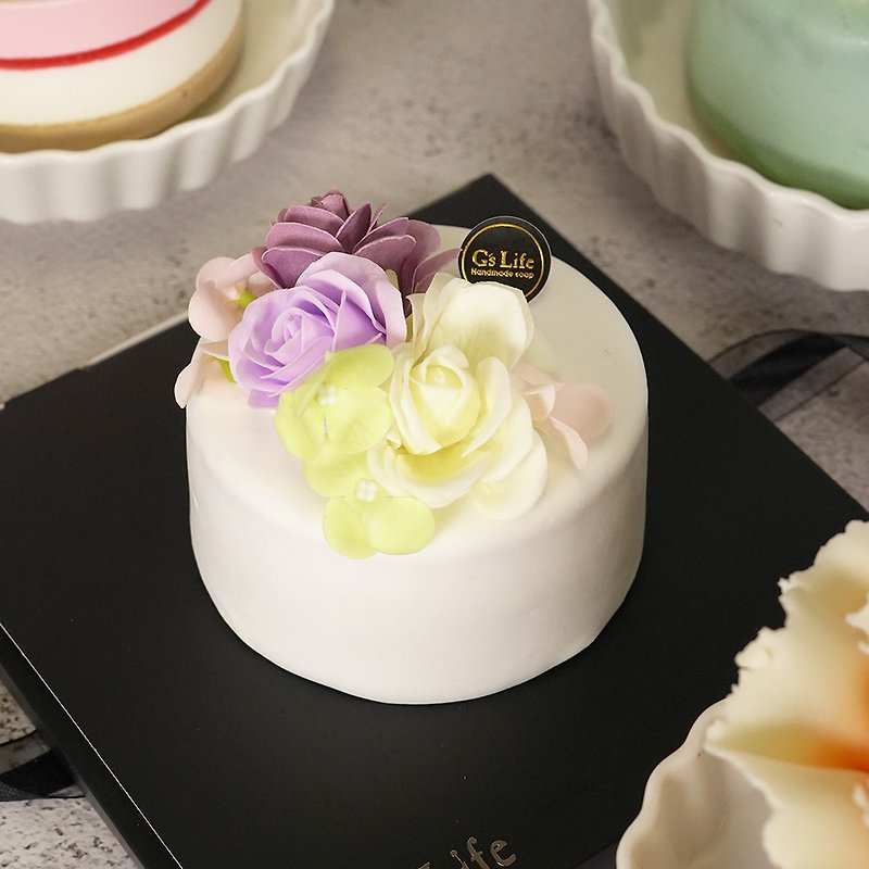 Happy Birthday─Roses Four-Inch Cake Soap - Soap - Plants & Flowers White