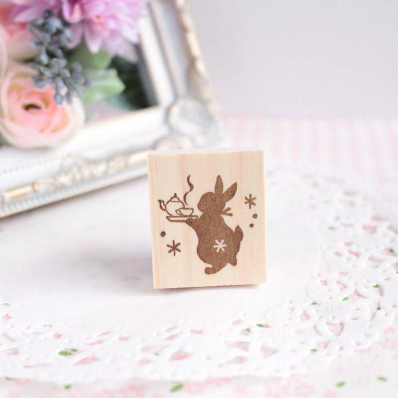 Tea time rabbit stamp tea - ตราปั๊ม/สแตมป์/หมึก - ยาง สีใส