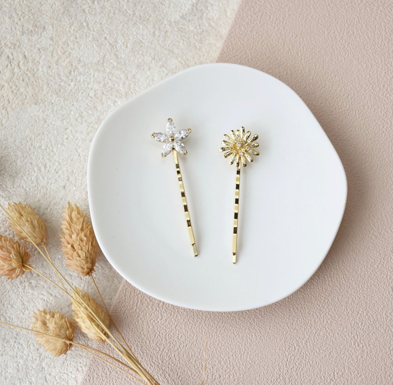 Handmade Limited - Summer Garden Hairpin Set - เครื่องประดับผม - ทองแดงทองเหลือง สีทอง