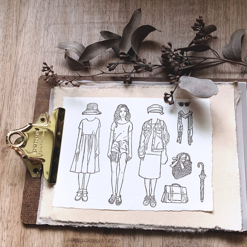 OOTD STAMPS Daily Wear Stamp Series 02 Long Hair Girl Transparent Stamp - ตราปั๊ม/สแตมป์/หมึก - พลาสติก 