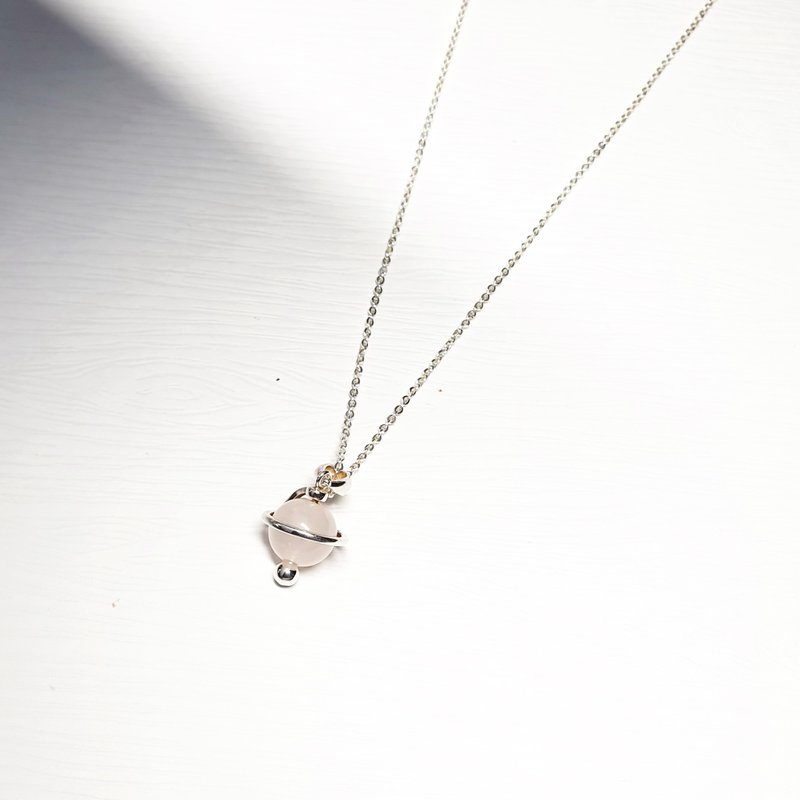 Pink Crystal Planet Sterling Silver Necklace - Necklaces - Sterling Silver Pink