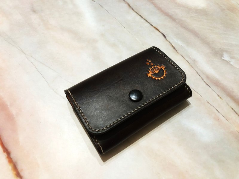 Classic Two Tone Large Capacity Card Holder Card Sleeve Fully Hand Sewn Hand Dyed - ที่ใส่บัตรคล้องคอ - หนังแท้ สีดำ