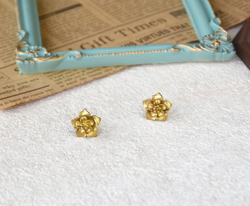 Double Bronze Brass Antique Earrings - ต่างหู - ทองแดงทองเหลือง สีทอง