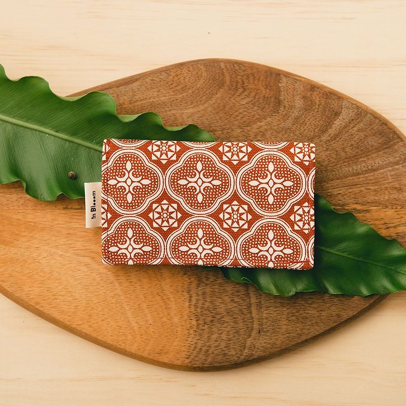Business Card Holder/Begonia Glass Pattern/Lady Rouge - Card Holders & Cases - Cotton & Hemp Red