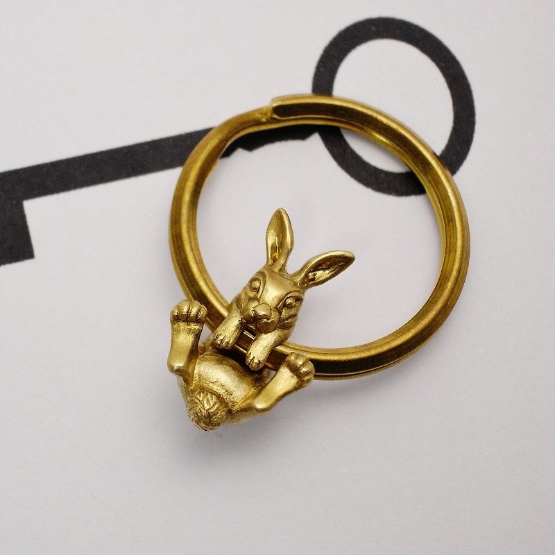 Coco Rabbit Key Ring Goodluck Charm Keychain - ที่ห้อยกุญแจ - โลหะ สีส้ม