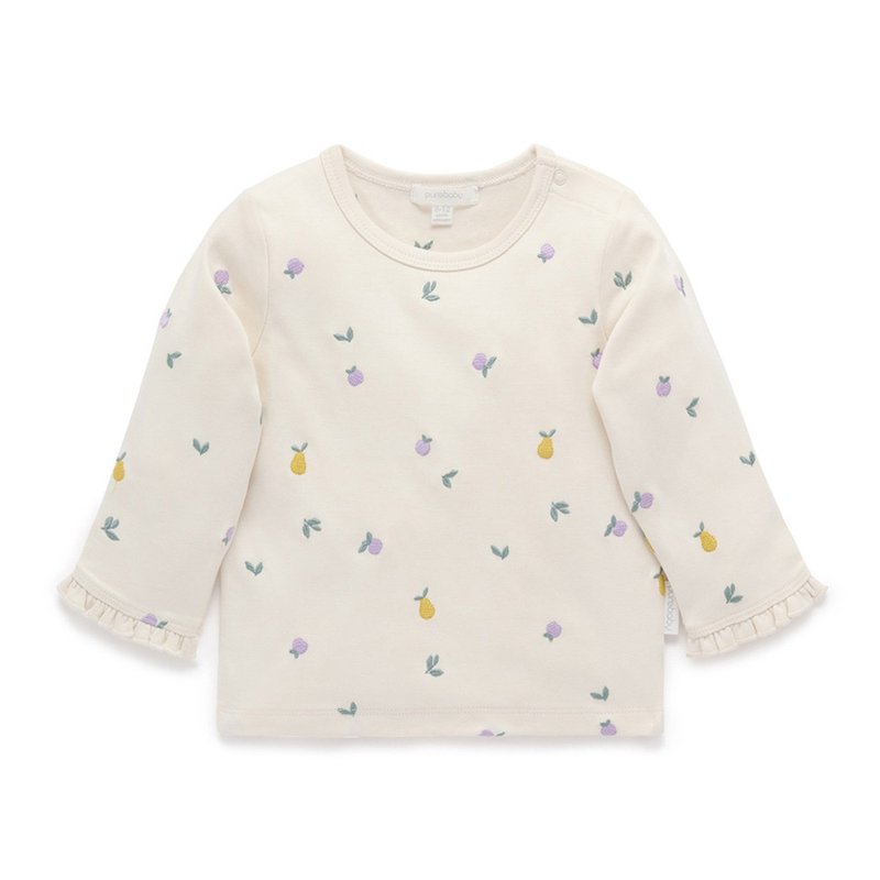 澳洲Purebaby有機棉女童長袖上衣12M~5T  白色水果刺繡 - 男/女童裝 - 棉．麻 