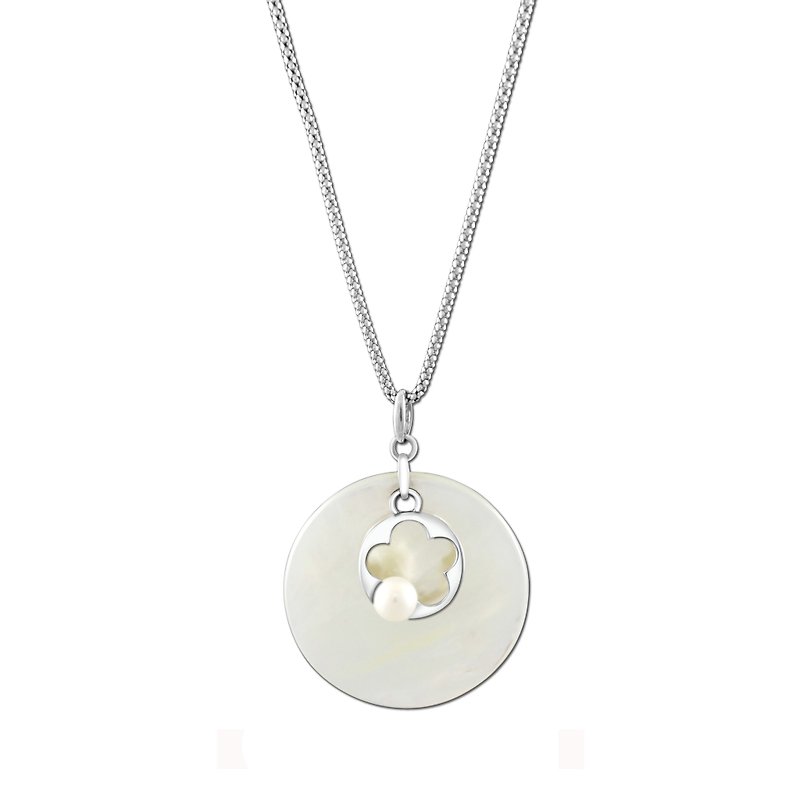 Mother-of-pearl sterling silver necklace - สร้อยคอ - เครื่องเพชรพลอย 