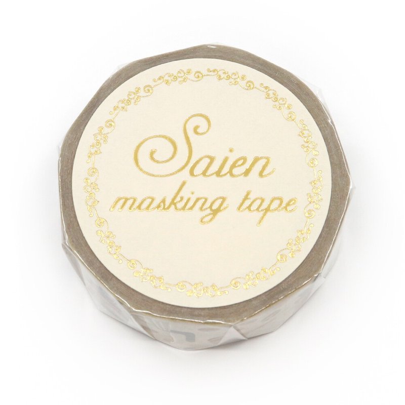 【日本 SAIEN】15mm 金箔和紙膠帶－咖啡時光 Coffee Time - 紙膠帶/和紙/PET - 紙 