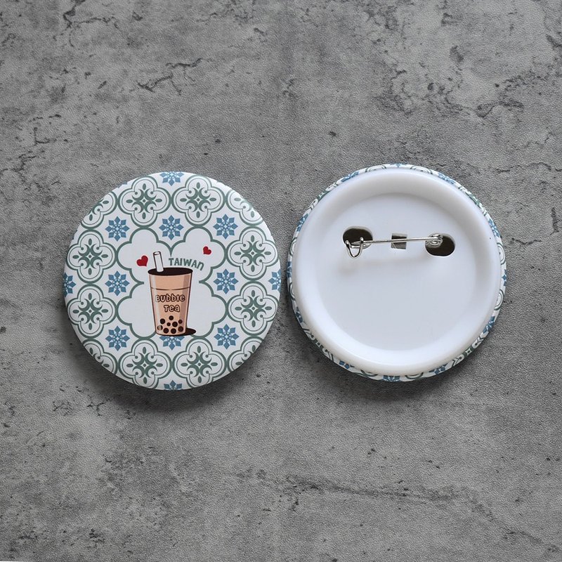 【桐鹿】レトロガラス 台湾 ピンバッジ/バッジ_タピオカミルクティー - ピンバッジ・ピンズ - プラスチック グリーン