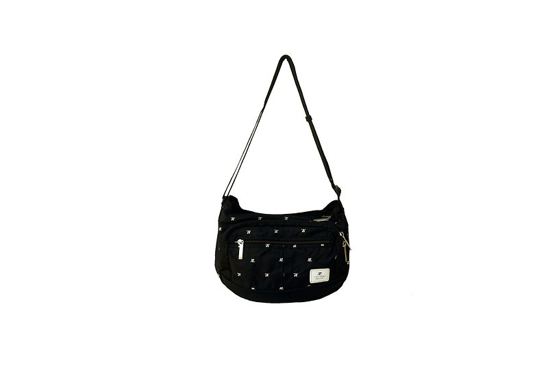 COURRÈGES Sport Futur Black with White sporty Embroidery logo crossbody bag - Messenger Bags & Sling Bags - Polyester Black