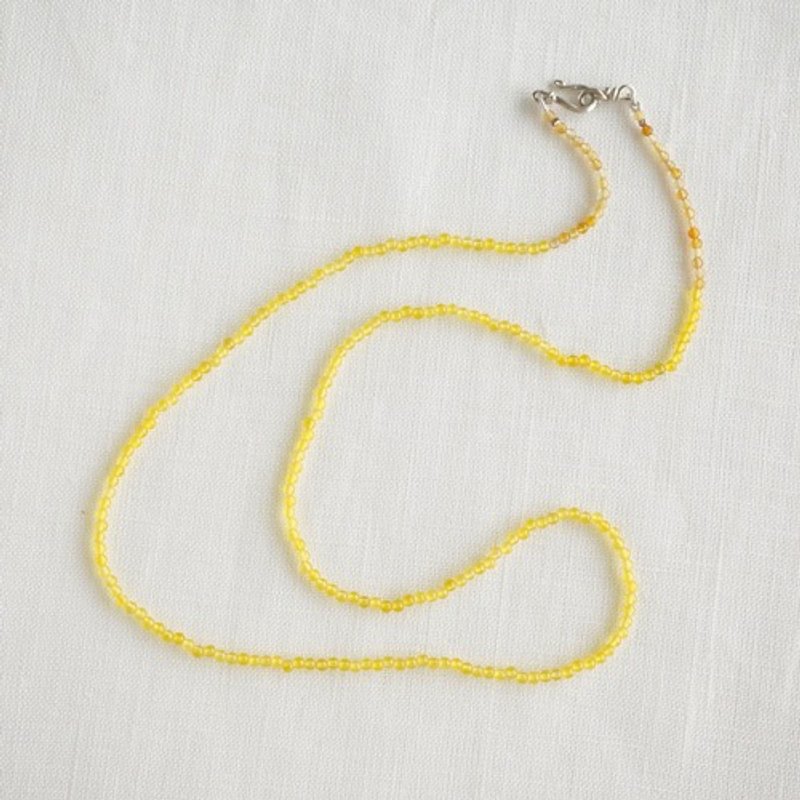 Yellow agate bead necklace 50cm [OP762] - สร้อยคอ - เครื่องเพชรพลอย 