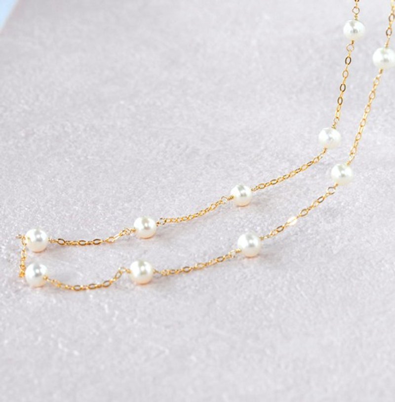 ホワイトパールステーションネックレス14kgf - 項鍊 - 寶石 