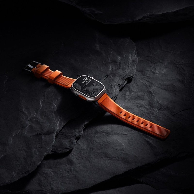 [NOMAD] High-performance rubber texture strap for Apple Watch-49/45/44/mm orange and black - Watchbands - Rubber Orange