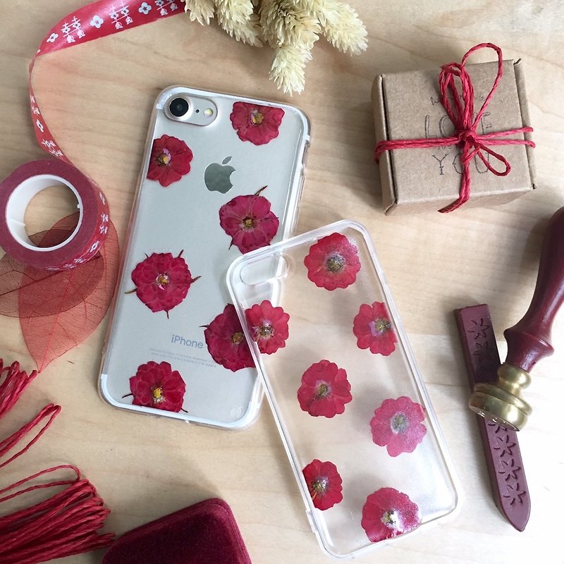 True Love - Real pressed flower phonecase LG/SONY/IPHONE/SAMSUNG - เคส/ซองมือถือ - พืช/ดอกไม้ สีแดง