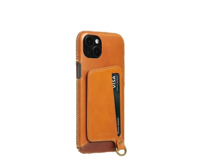 iPhone15 Plus 磁気スタンディングカードポケットフォンレザー