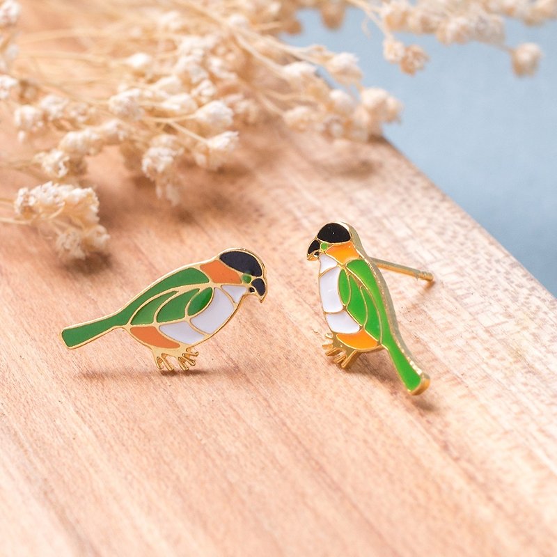 Keck Parrot - Earrings & Clip-ons - Enamel Green