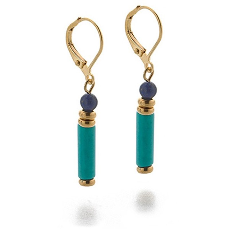 Ancient Egyptian turquoise lapis lazuli earrings - ต่างหู - เครื่องเพชรพลอย หลากหลายสี