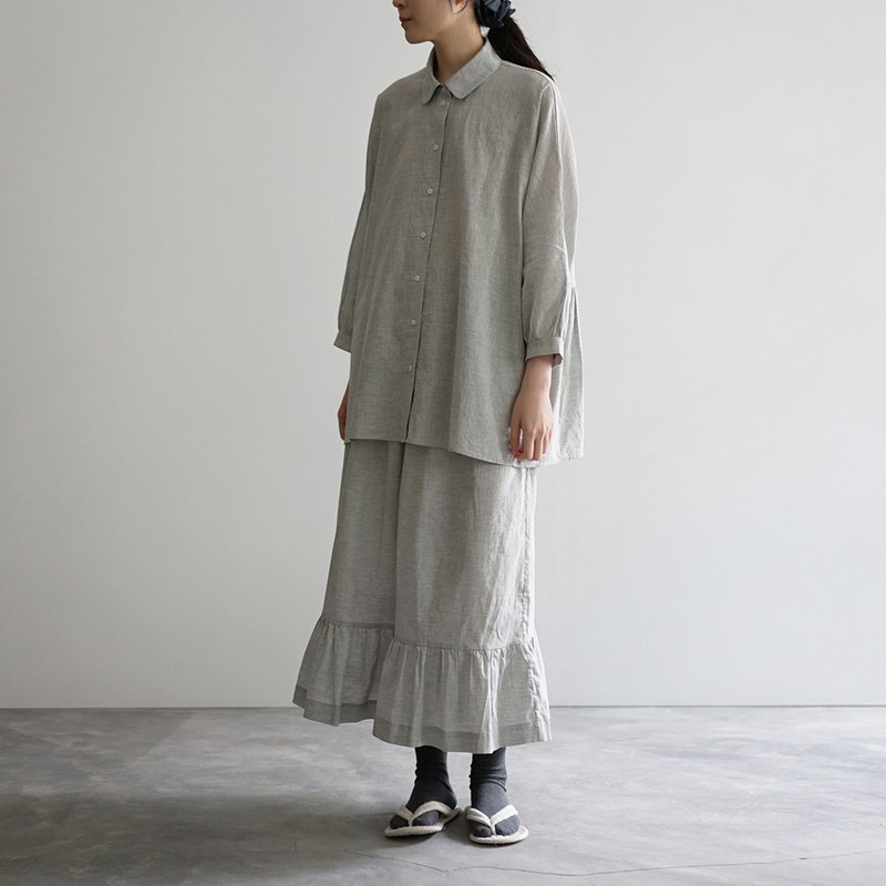 最後一件 Lace Ruffle Loose Pants - 女長褲 - 棉．麻 銀色