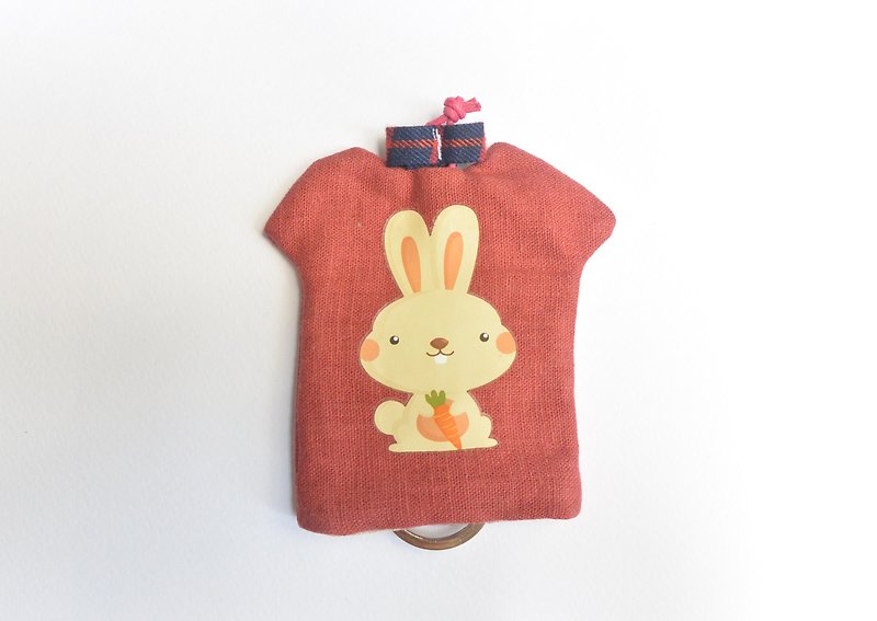 T-Shirt Key Case - Rabbit - ที่ห้อยกุญแจ - ผ้าฝ้าย/ผ้าลินิน สีแดง