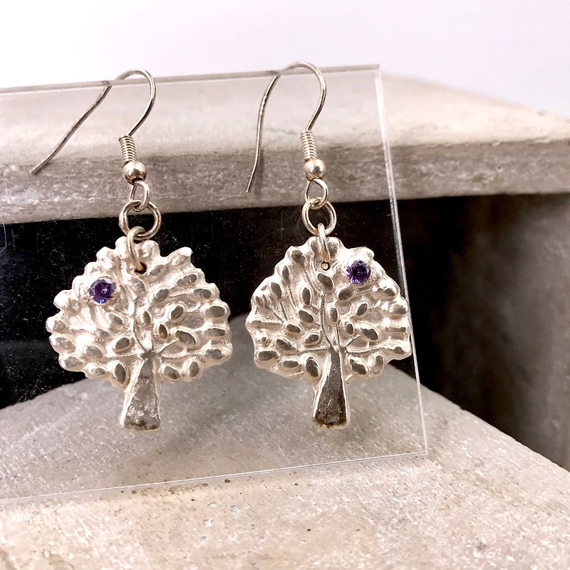 E11002(PURPLE) The Search for the Absolute Silver 999 & 925 Earrings - 耳環/耳夾 - 純銀 紫色