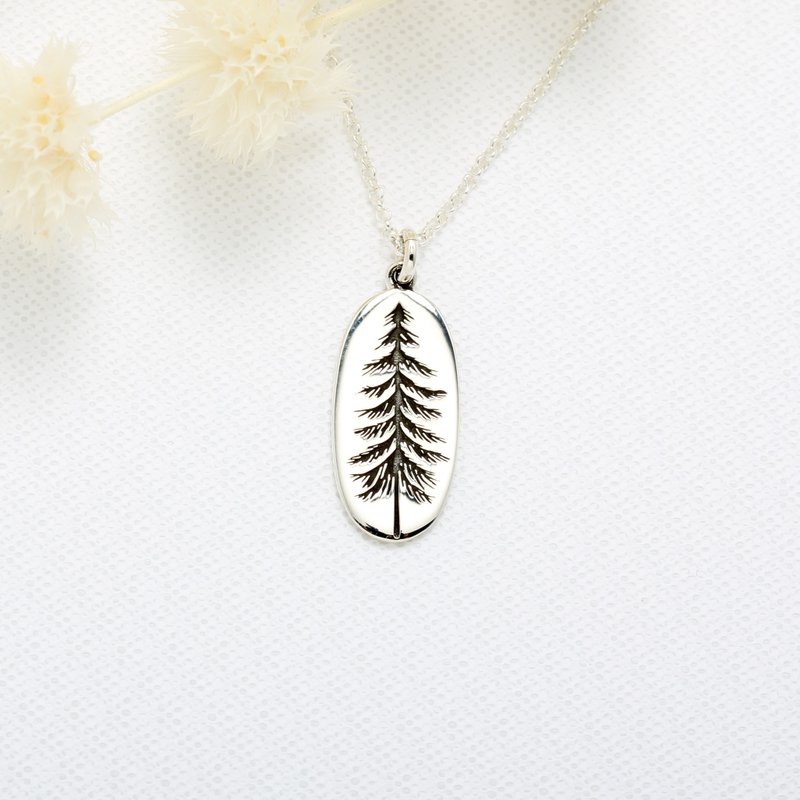 Tree of Life Pine Tree s925 sterling silver necklace Birthday Valentine Day gift - Necklaces - Sterling Silver Silver