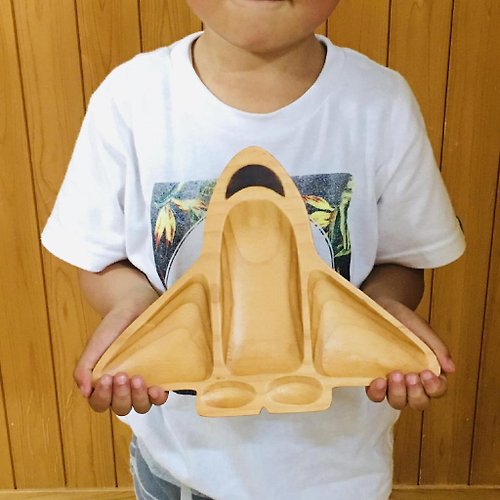 SPICE 日本雜貨 台灣代理 【SPICE】PETIT'S MAMAN 日本 天然松木 兒童餐盤- 火箭