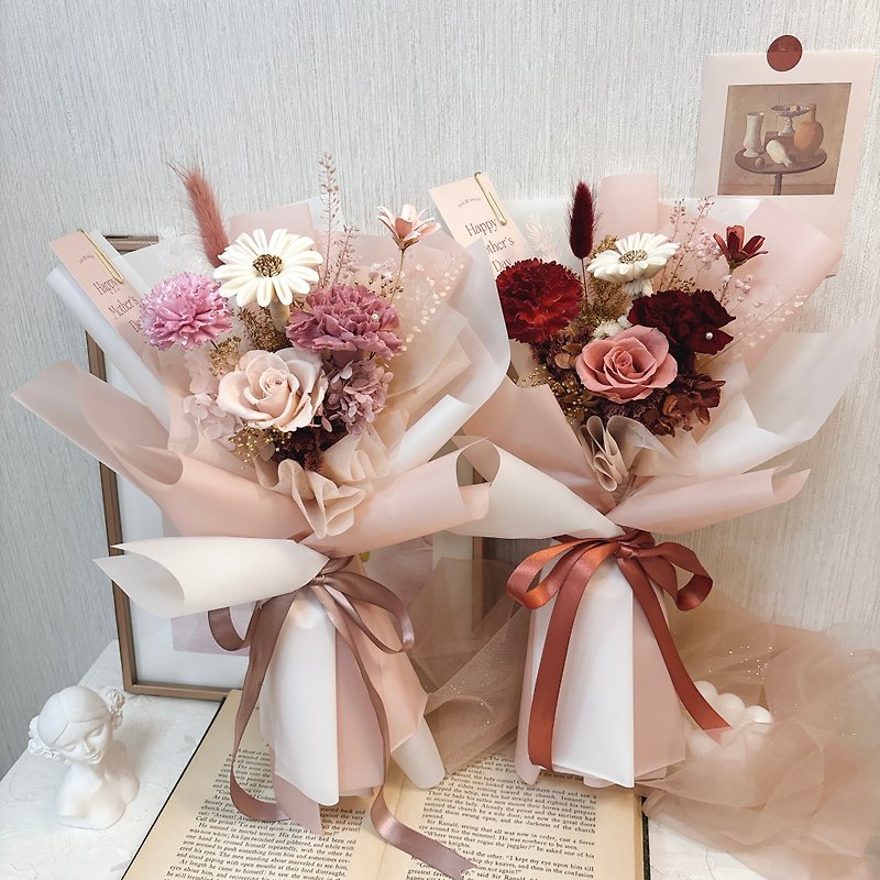 [Scented Carnation Bouquet] Customized preserved flower carnation bouquet dried flowers Mother’s Day gift - ช่อดอกไม้แห้ง - พืช/ดอกไม้ หลากหลายสี