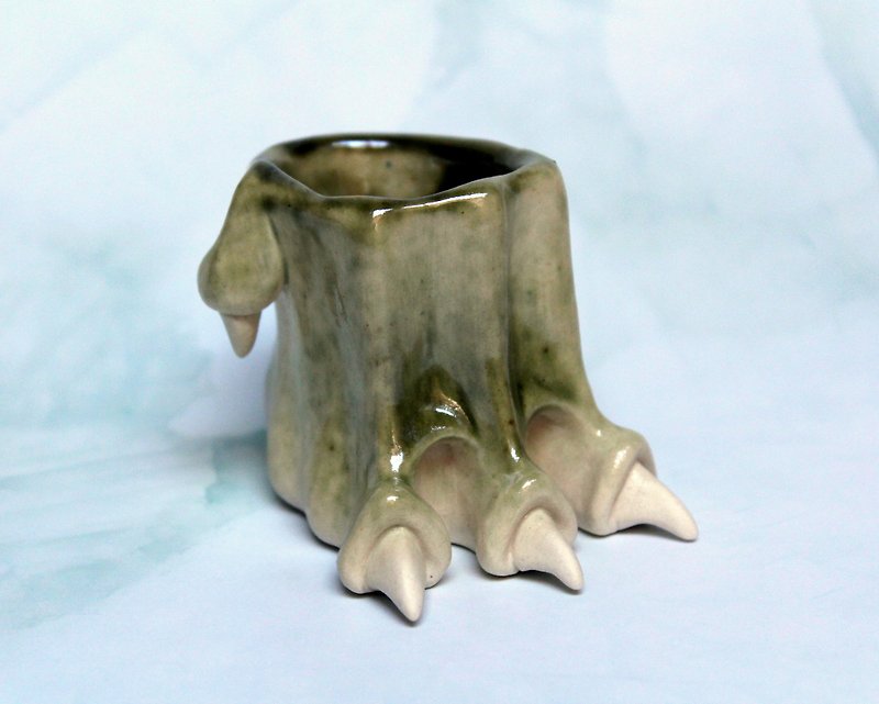 恐竜の足歯ブラシホルダーペンホルダー装飾 - 置物 - 磁器 グリーン