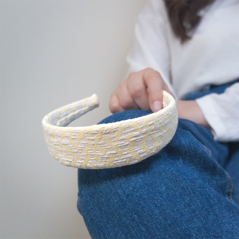 lemon butter jacquard hairband handmade headband - Headbands - Other Materials Yellow